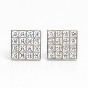 ⚜️ Silver Stud Earrings With Crystals 💎